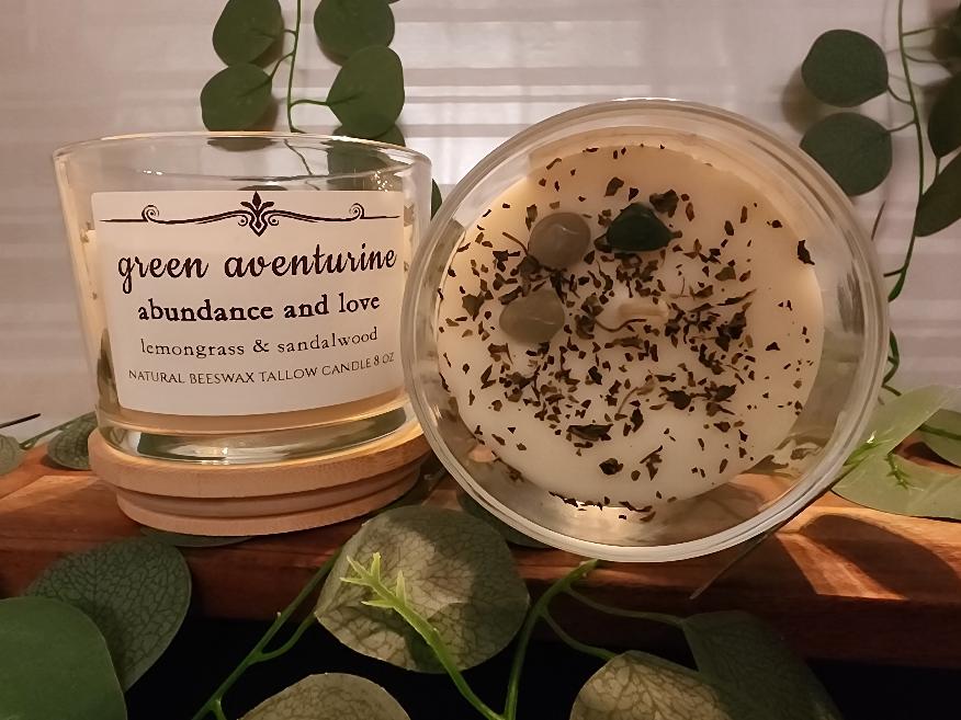 Green Aventurine Mystical Gem Candle